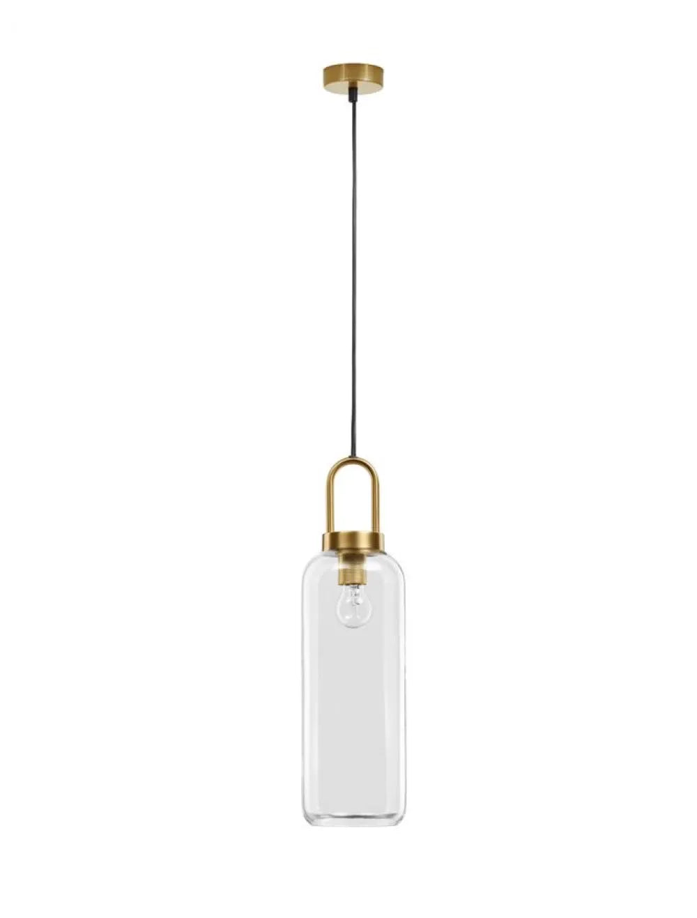 Pendul structura din Metal Alama si abajur din Sticla Transparent H255xL15.5cm IP20 IRVINE