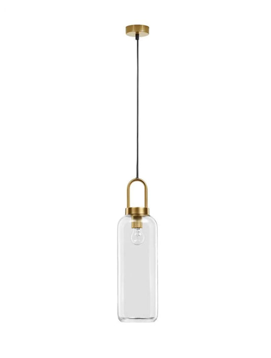 Pendul structura din Metal Alama si abajur din Sticla Transparent H255xL15.5cm IP20 IRVINE
