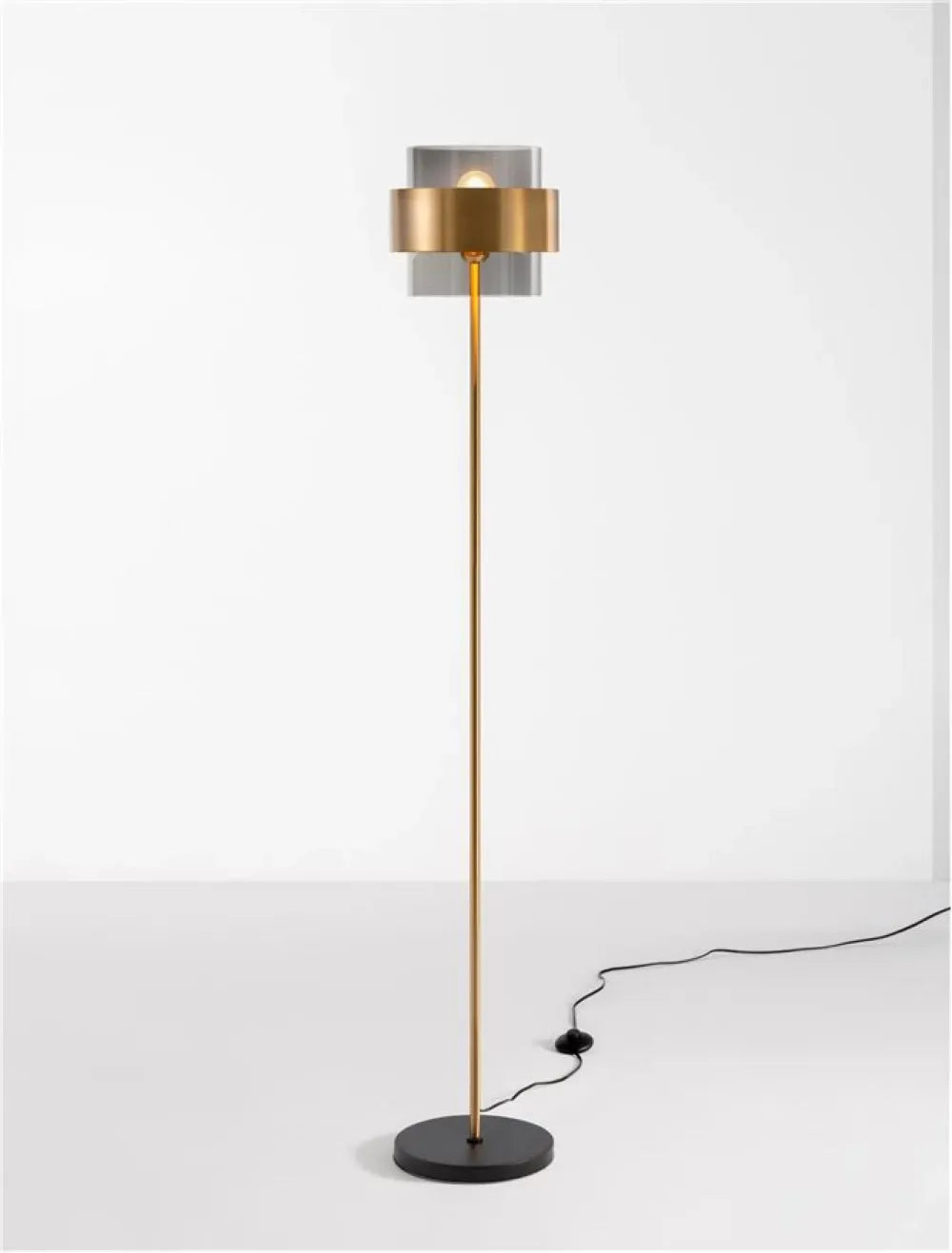 Lampa de podea structura din Metal Auriu si abajur din Sticla Fumuriu H154xL25cm IP20 SIANNA