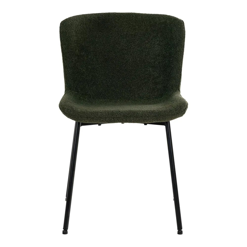 Set 2 scaune din Metal Negru si Stofa boucle Verde H83xL48xA59cm Maceda