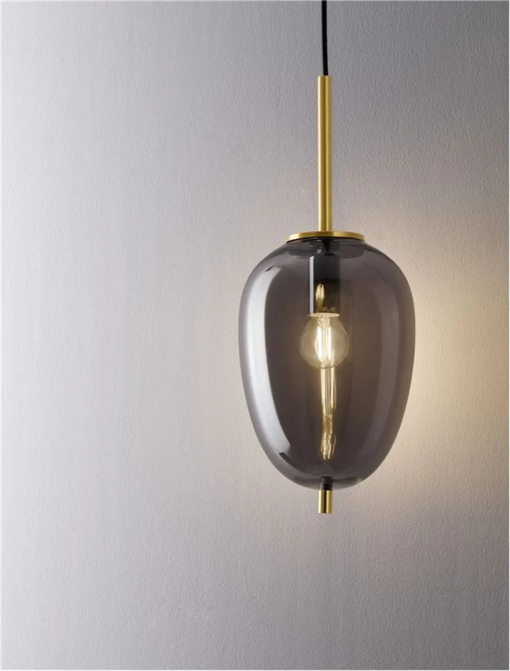 Pendul structura din Metal Auriu si abajur din Sticla Fumuriu H120xL15.8cm IP20 LATO