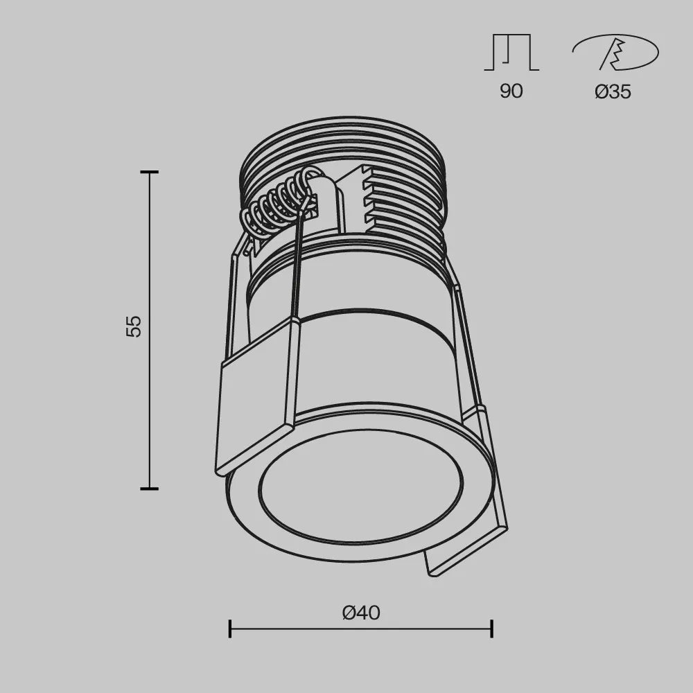 Spot incastrat din Aluminiu Negru/Alb H5.5xD4cm 5W 230lm 3000k Minor