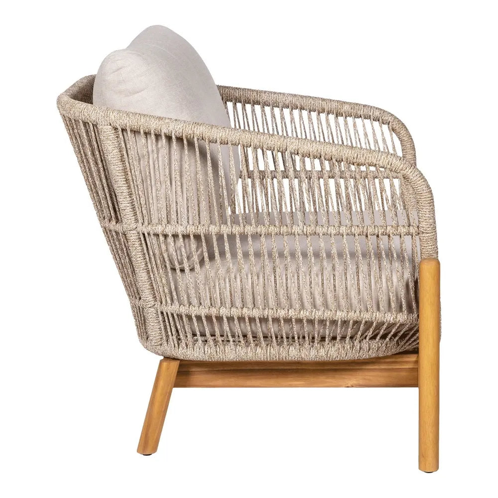 Fotoliu de exterior din Lemn de salcam/Metal Maro/Bej si Stofa Bej H72xL78,5cm Terracina