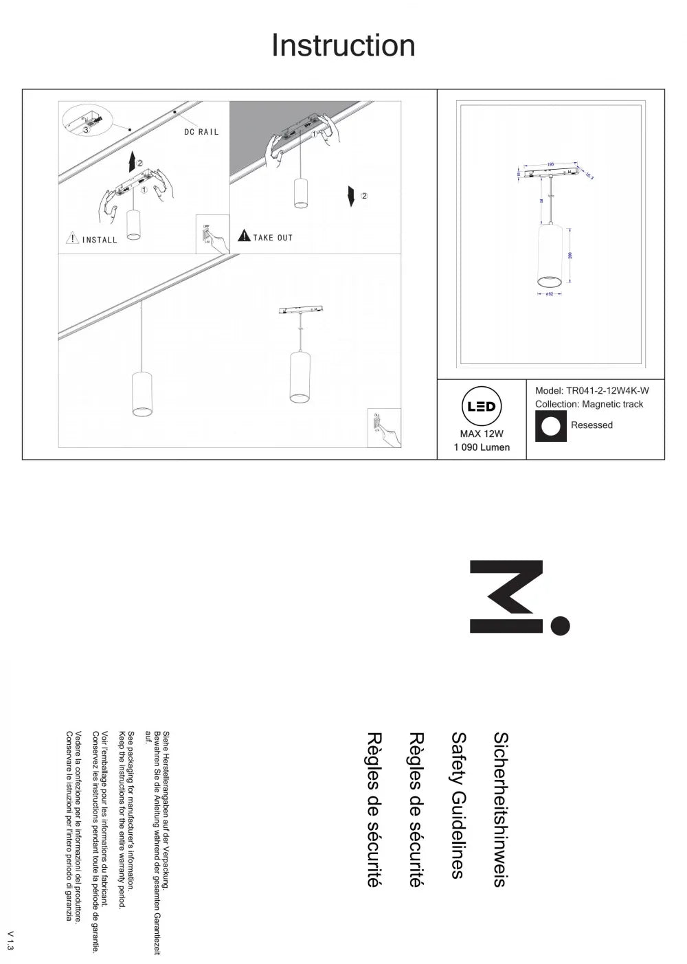 Pendul pentru sina Exility din Aluminiu Alb H121.8xL20cm 12W 1090lm 4000k Focus LED