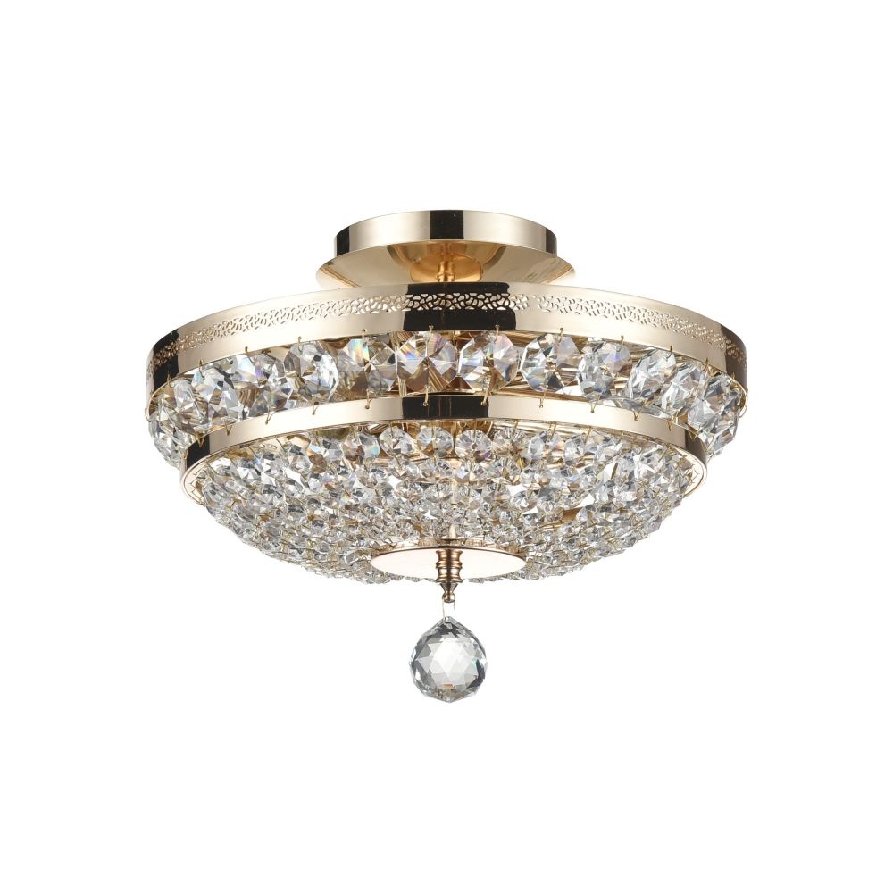 Candelabru Rotund din Metal si Cristal Auriu/Transparent Ottilia D32xH24cm