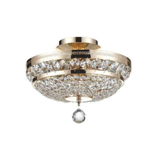 Candelabru Rotund din Metal si Cristal Auriu/Transparent Ottilia D32xH24cm