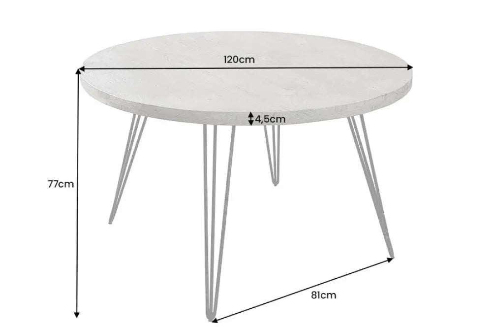 Masa rotunda din Lemn de mango Gri si Metal Negru D120xH76cm Scorpion