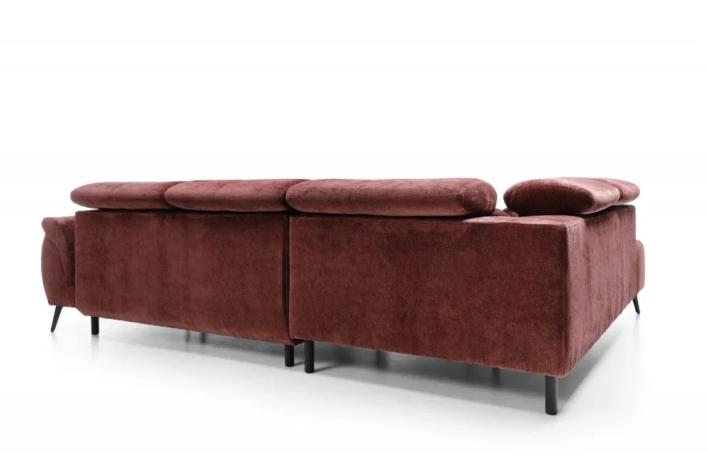 Coltar extensibil electric tapitat cu Chenille Aphrodite Rosu cu lada depozitare Genova II