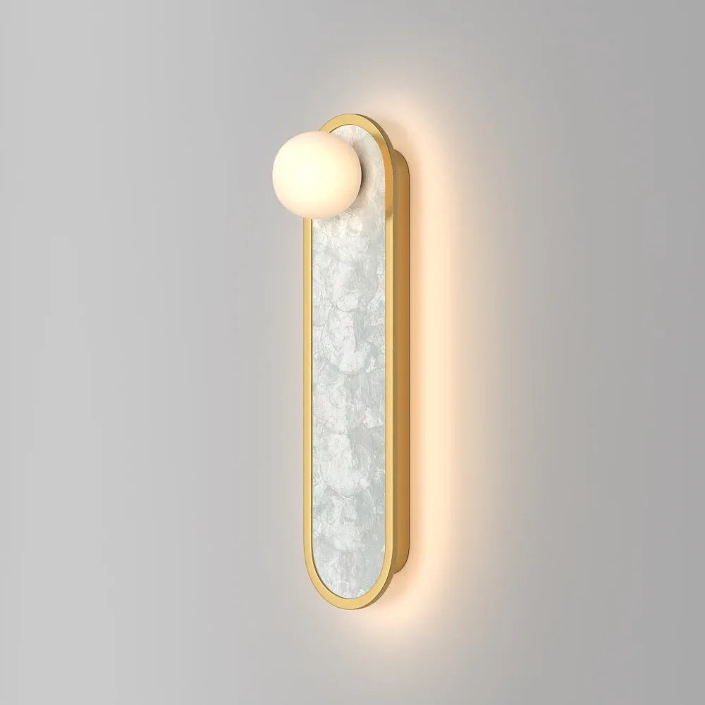 Aplica de perete din Aluminiu Alama si Sticla Alb H45xL12.8cm Blink