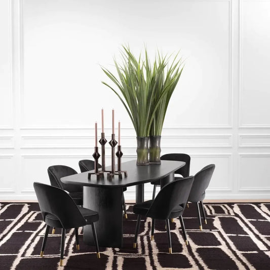 Set 2 scaune tapitat cu Catifea Negru cu picioare din Metal Negru/Auriu H84xL53xA56cm Cliff Eichholtz