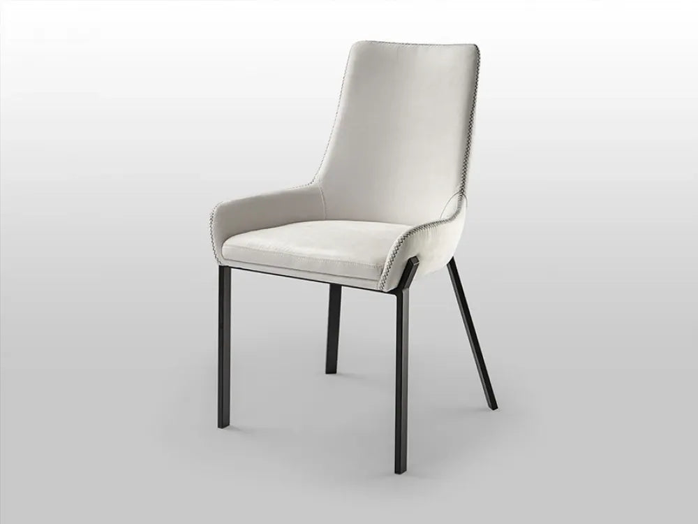 Scaun din Metal Negru si Textil Alb L55xH87cm Diane