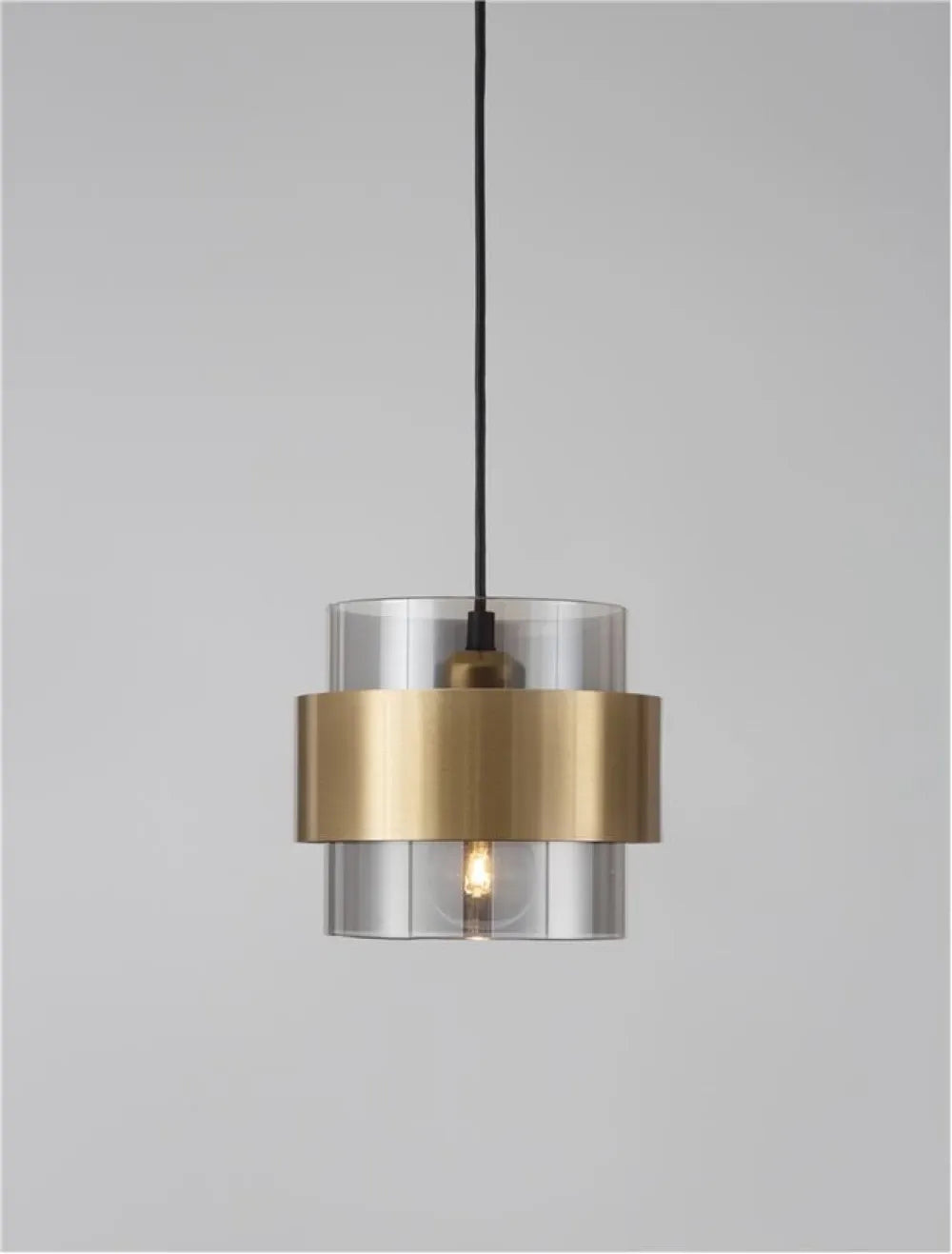 Pendul structura din Metal Auriu si abajur din Sticla Fumuriu H220xL18cm IP20 SIANNA