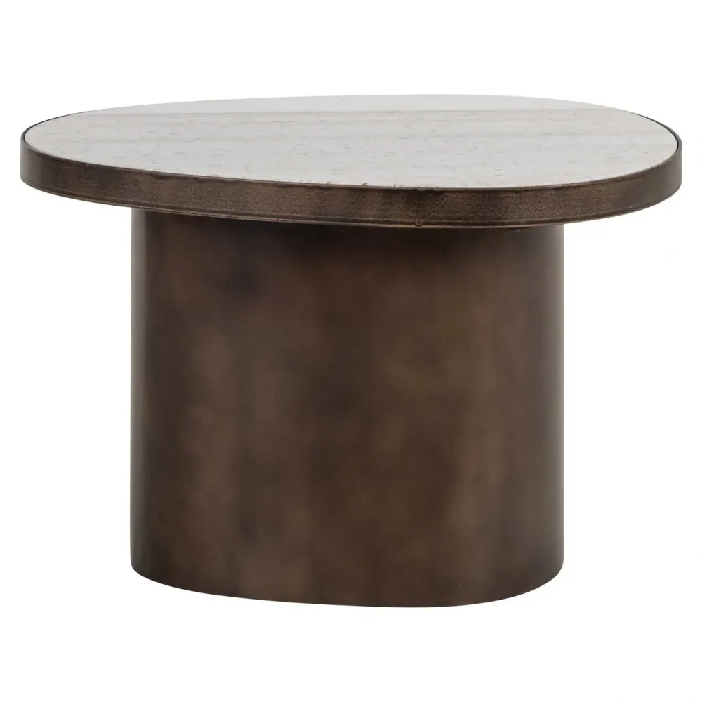 Masuta laterala din MDF/Metal Maro si Marmura Crem L70xH45cm Biloxi Richmond interiors