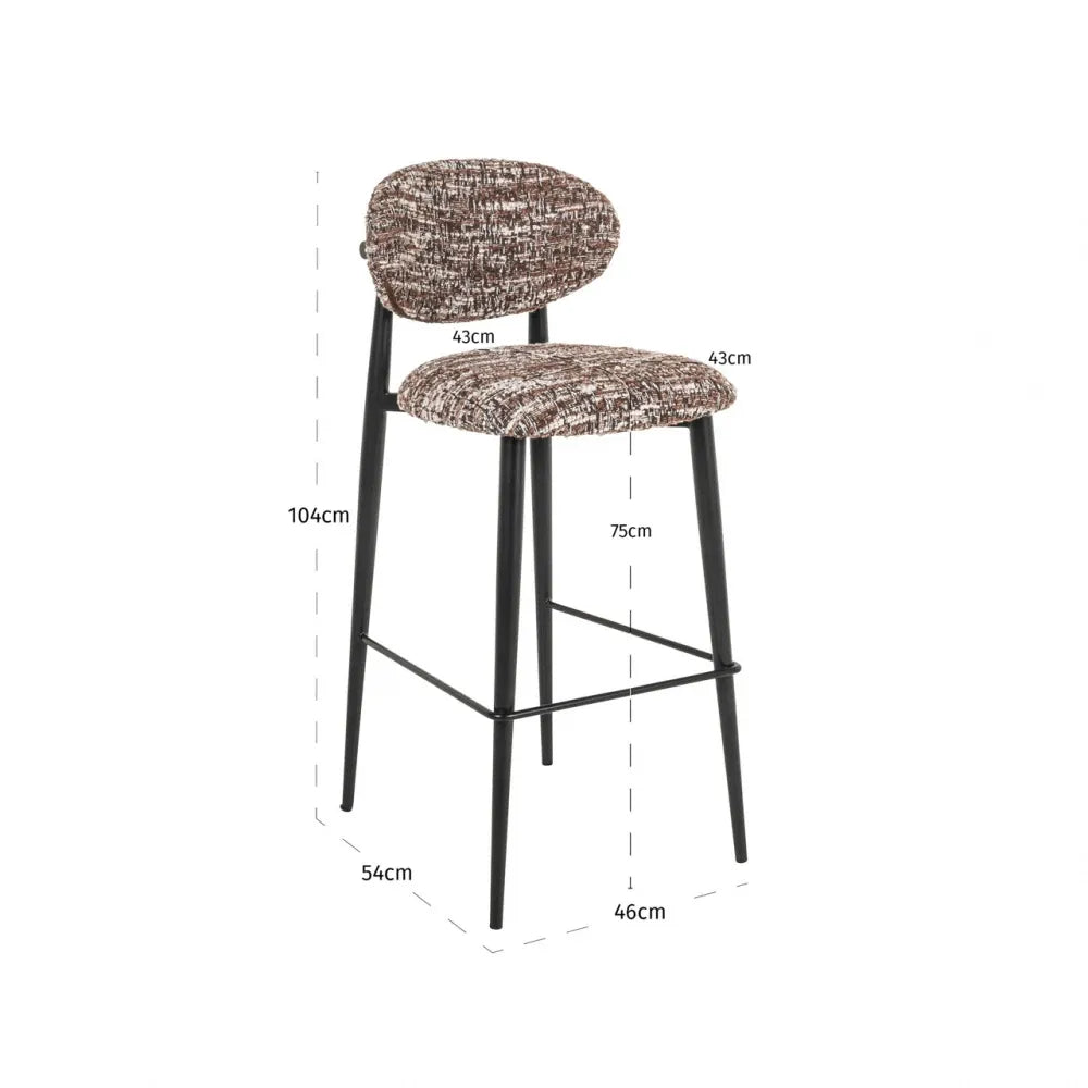Scaun de bar tapitat cu Stofa Maro L46xH104cm Dantes