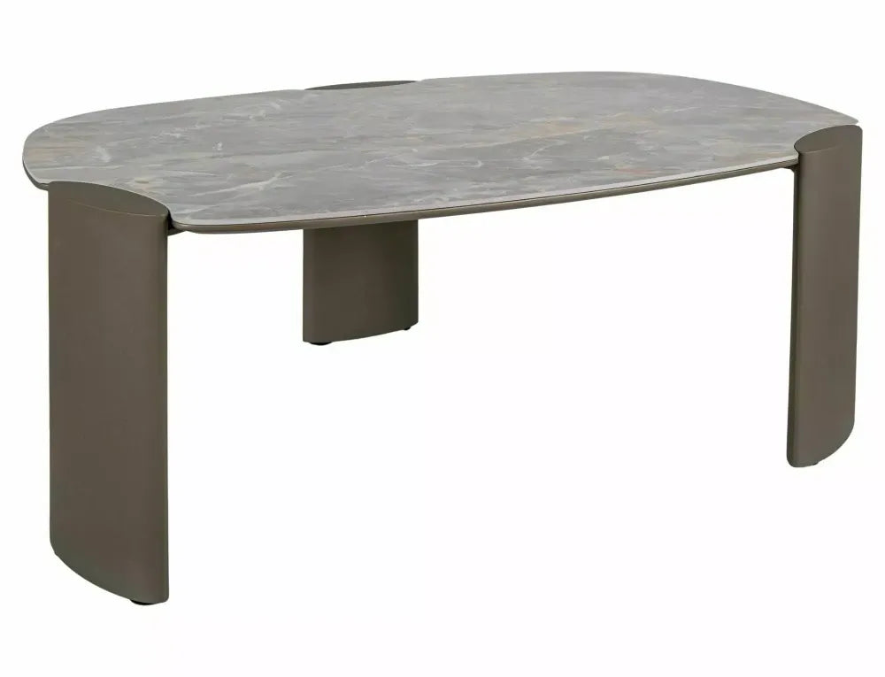 Masuta de cafea din Metal Cupru si MDF+Ceramica Gri lucios cu efect de marmura L118xH43cm Adoro