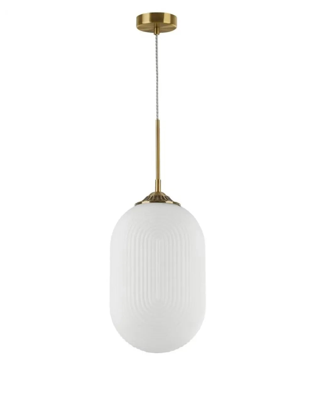 Pendul structura din Metal Alama si abajur din Sticla Alb H120xL22.5cm IP20 ATHENA