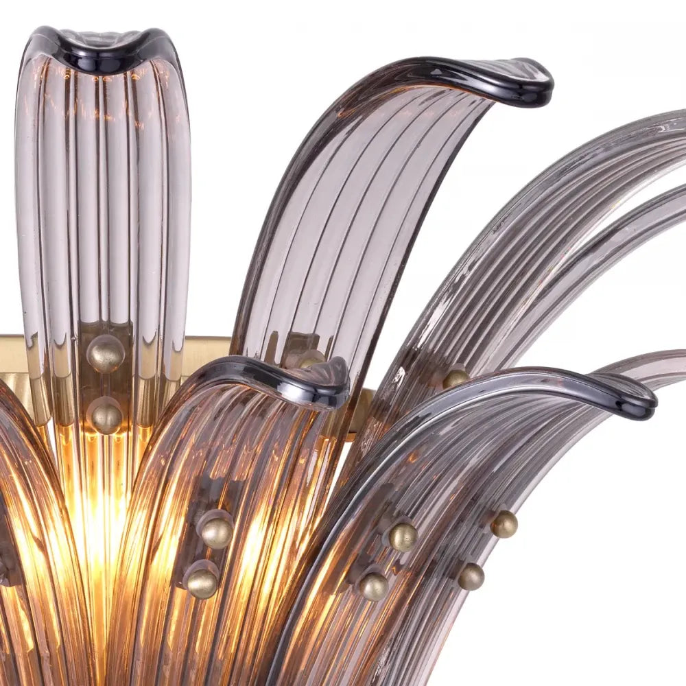 Aplica de perete din Metal Alama si Sticla Fumuriu H30xL49cm Italo Eichholtz