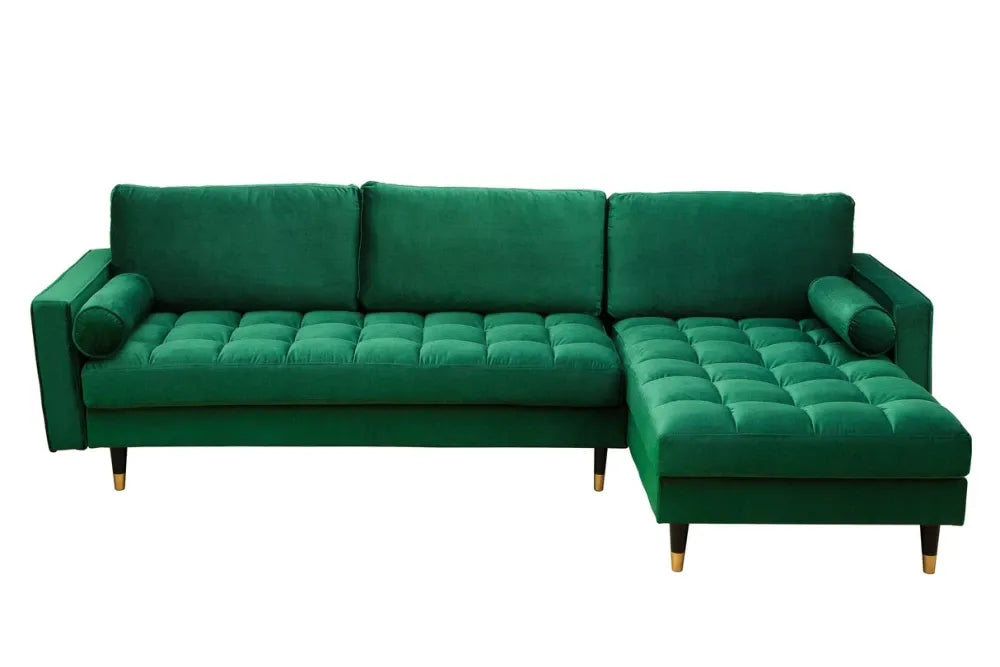Coltar cu orientare reversibila tapitat cu Catifea Verde L260cm Cozy