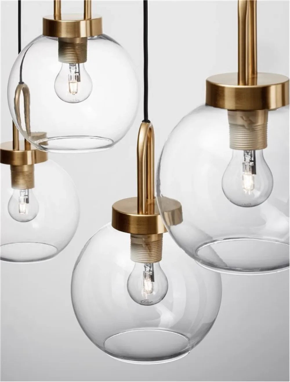 Lustra structura din Metal Alama si abajur din Sticla Transparent H155xL97.5cm IP20 IRVINE