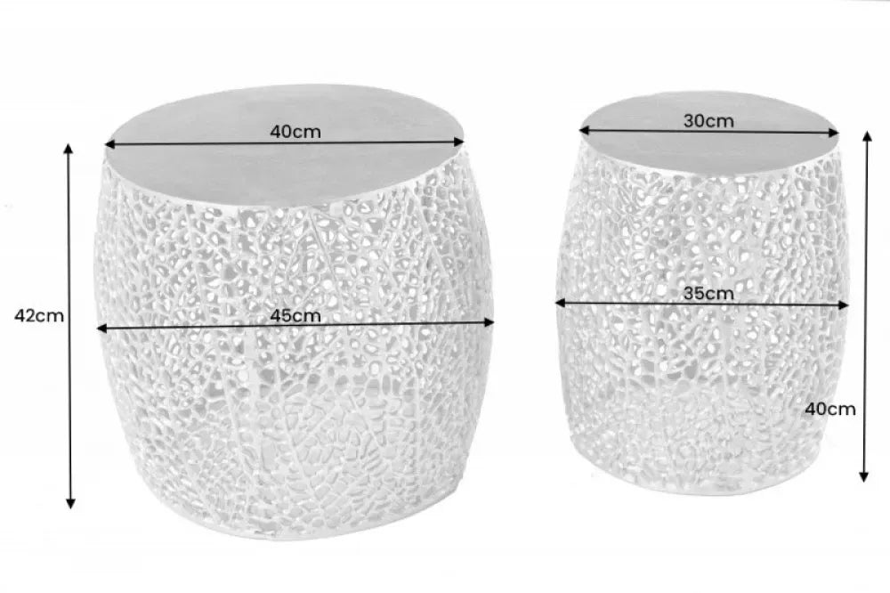 Set 2 masute laterale Rotunde din Metal Auriu D35/45xH40/42cm Leaf