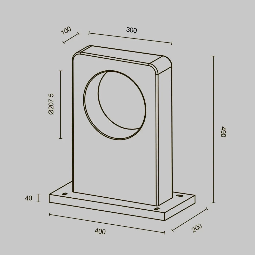 Stalp exterior din Ciment/Aluminiu Gri H49xL30cm Betone