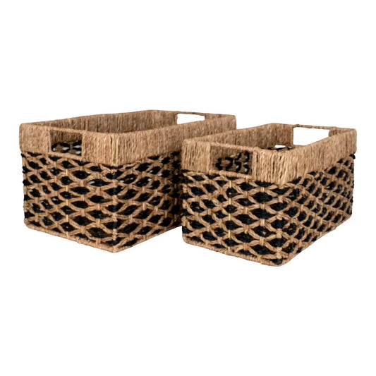 Set 2 cosuri depozitare impletite natural Negru/Maro H19/21xL35/40cm Salar