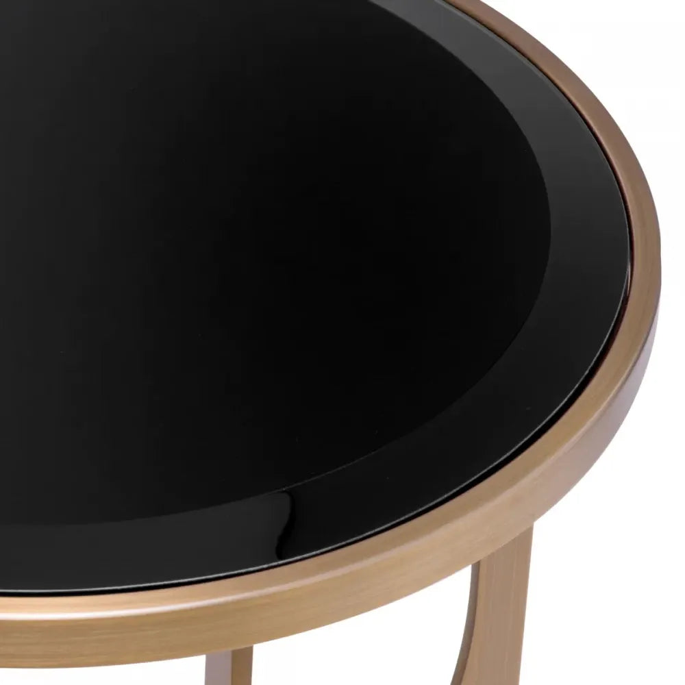 Masuta laterala Rotunda din Otel inoxidabil Alama si Sticla securizata Negru D40.5xH44.5cm Elegance Eichholtz
