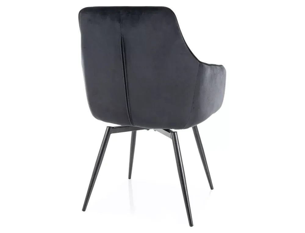 Set 2 scaune din Catifea Negru si Metal Negru Hx88Lx55xA58cm Servio