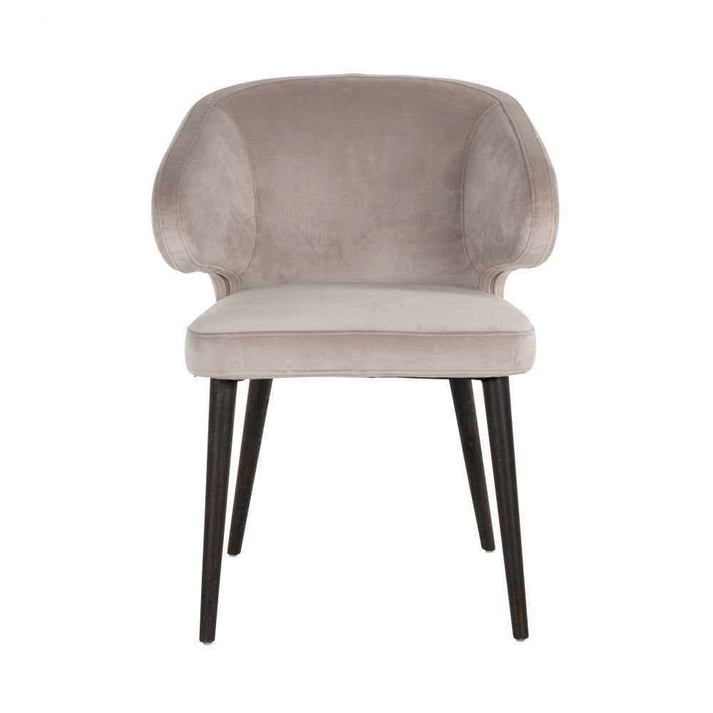 Scaun cu brate din Catifea si Lemn Gri/Negru H81xL62xA60cm Indigo Richmond Interiors