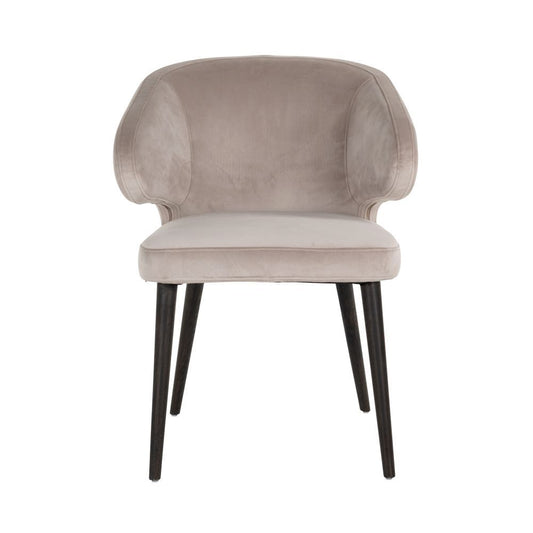 Scaun cu brate din Catifea si Lemn Gri/Negru H81xL62xA60cm Indigo Richmond Interiors