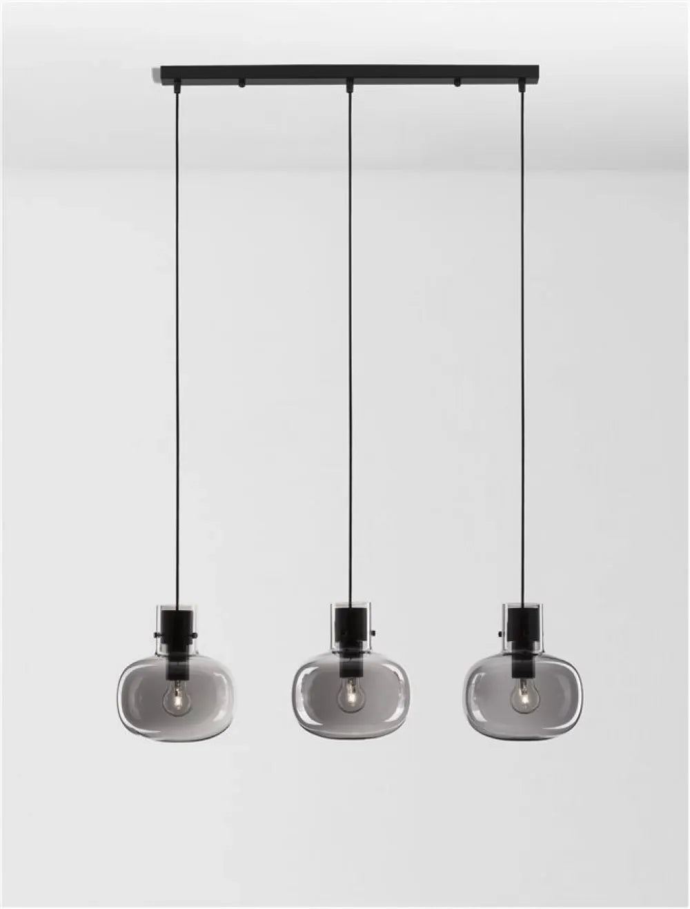 Lustra structura din Metal Negru si abajur din Sticla Fumuriu H175xL86cm IP20 CINZIA