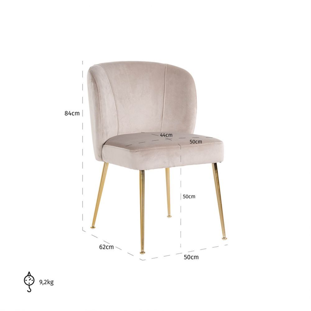 Scaun din Catifea si Metal Khaki/Auriu H84xL50xA62cm Richmond Interiors Cannon