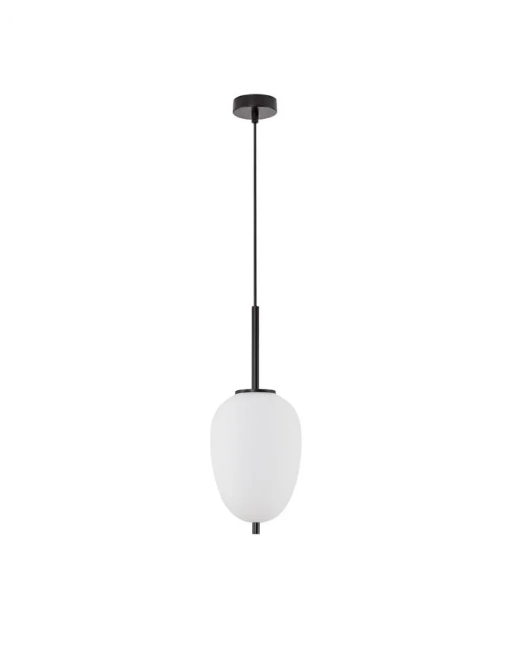 Pendul structura din Metal Negru si abajur din Sticla Alb H120xL15.8cm IP20 LATO