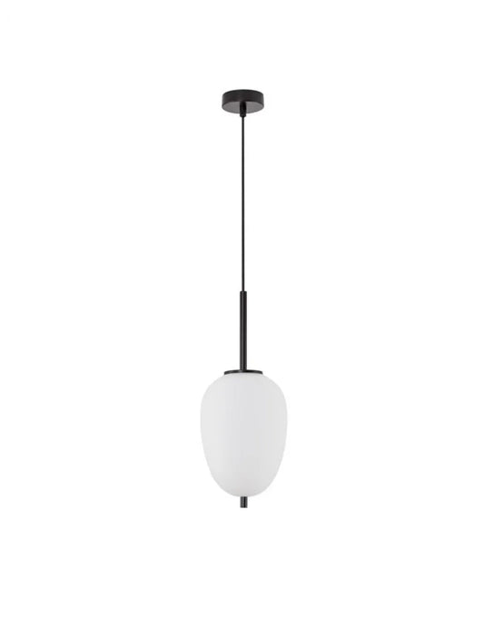 Pendul structura din Metal Negru si abajur din Sticla Alb H120xL15.8cm IP20 LATO