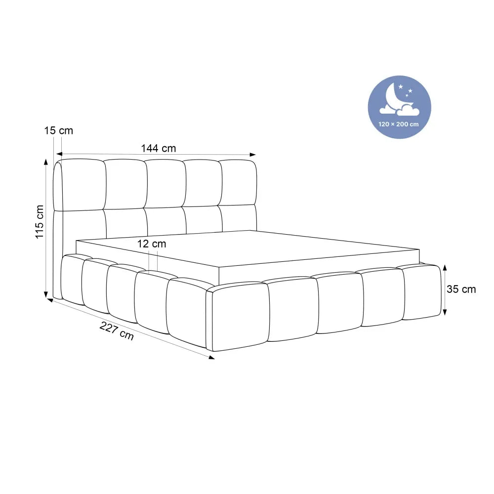 Pat 120 x 200 tapitat cu Stofa boucle Quelle Crem Livia