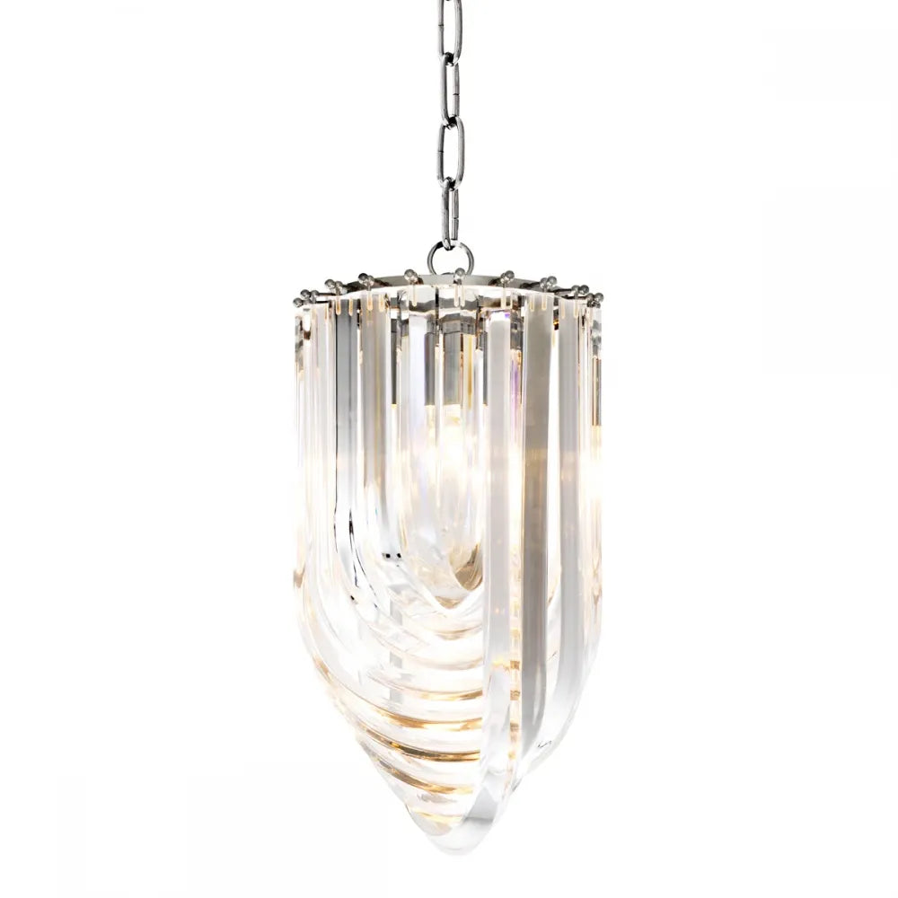 Candelabru din Metal Argintiu si Acrilic Transparent H50xD25cm Murano Eichholtz