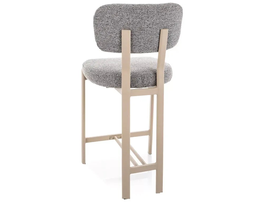 Scaun de insula din Stofa Gri si Metal Bej H92xL45xA49cm Misaki