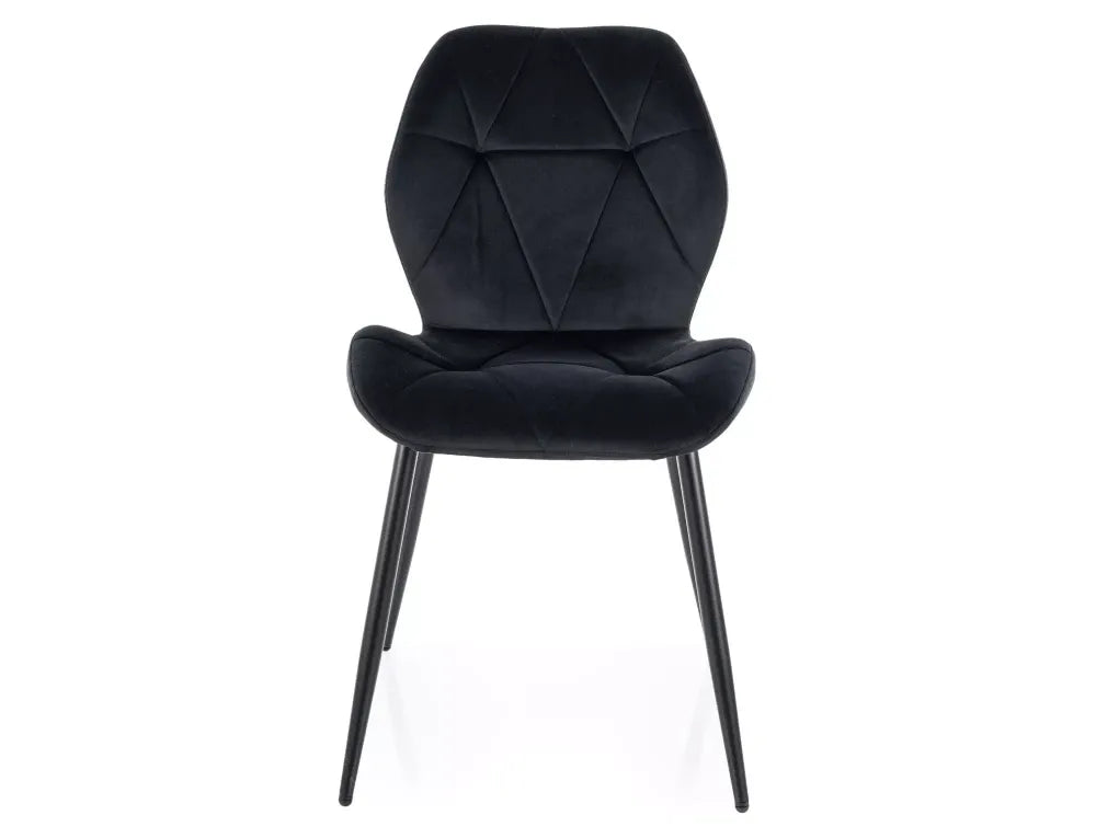 Set 2 scaune din Catifea Negru si Metal Negru Hx86Lx48xA56cm Rick