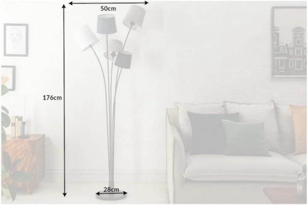 Lampa de podea din Metal Negru si Textil Multicolor H176xL50cm Levels