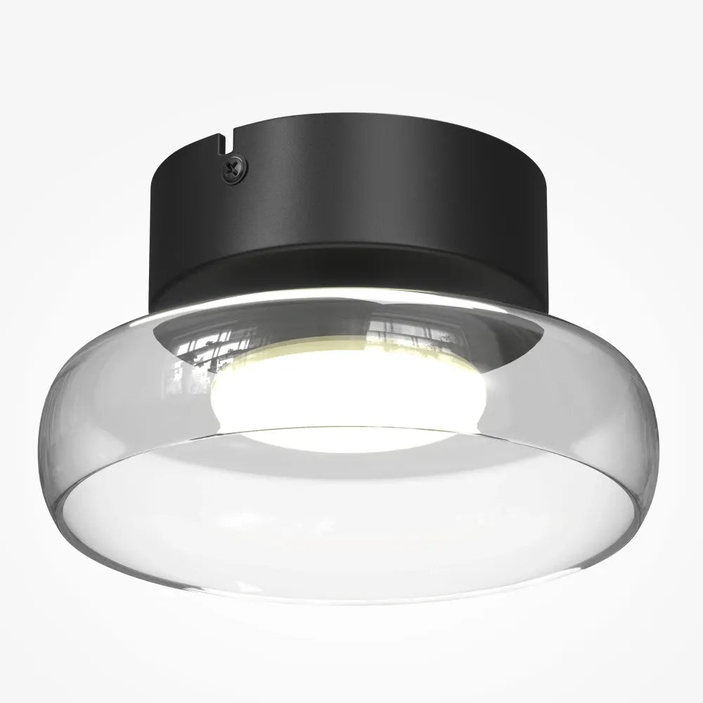 Plafoniera din Metal Negru si Sticla Transparent H11.45xD20cm Float