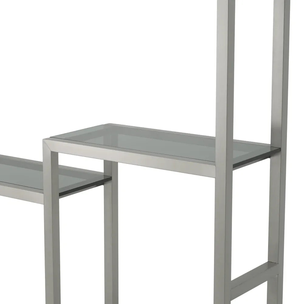 Etajera din Sticla Fumuriu si Metal Argintiu L35xH240.5cm Corrado II Eichholtz