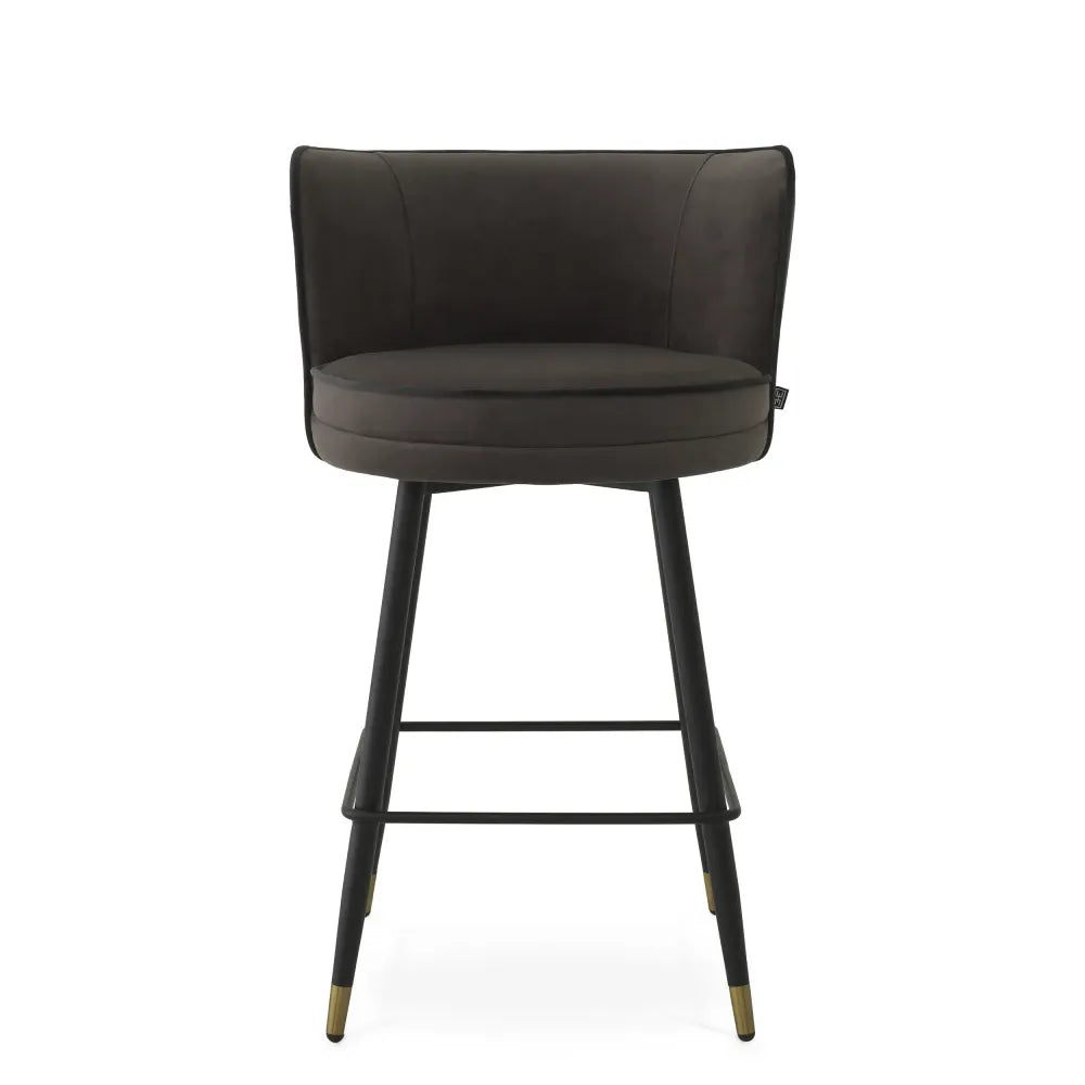 Scaun de insula rotativ tapitat cu Catifea Gri L53xA48xH91cm Grena Eichholtz