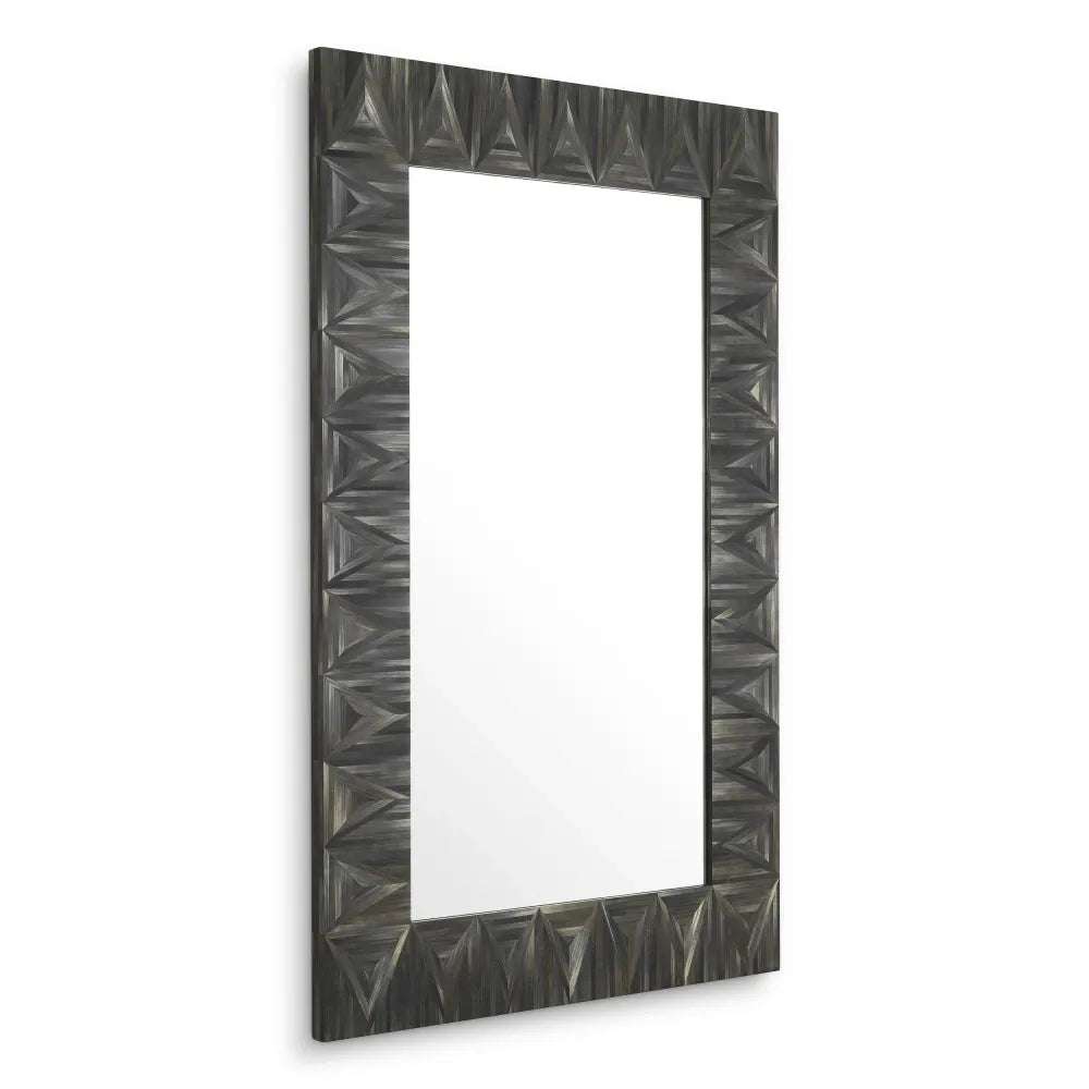 Oglinda cu rama din MDF/Paie Gri carbune L90xH140.5cm Belmont Eichholtz