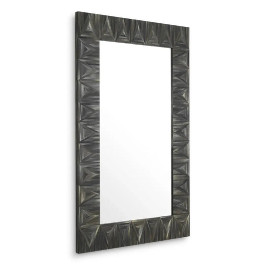 Oglinda cu rama din MDF/Paie Gri carbune L90xH140.5cm Belmont Eichholtz