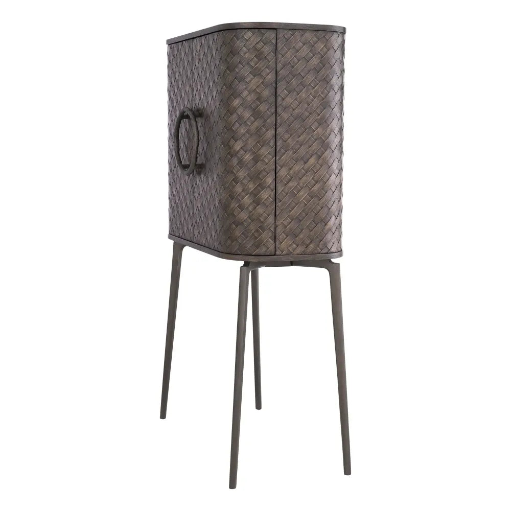 Dulap bar din Furnir de stejar Maro si Metal Bronz L90.5xH155.5cm Nilsson Eichholtz