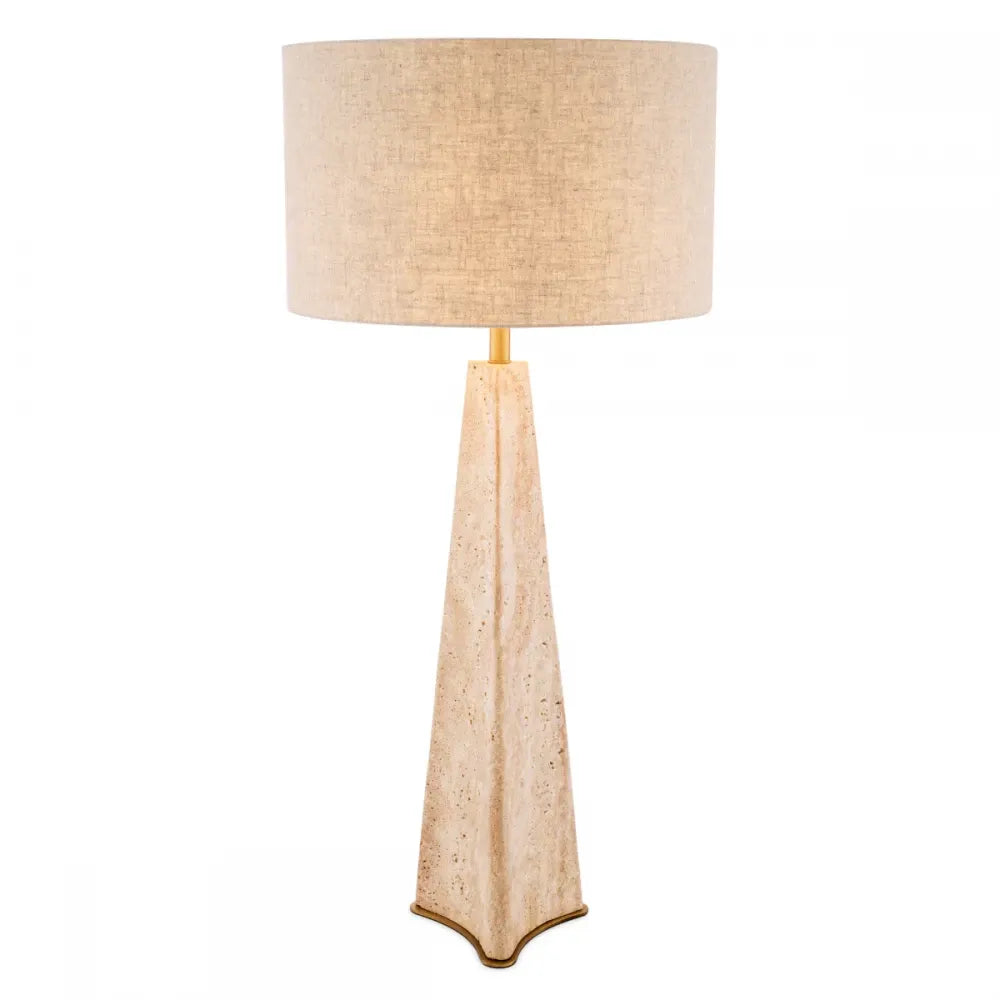 Lampa de podea din Metal/Travertin Alama/Bej si Textil Bej H106.5xD48cm Benson  Eichholtz