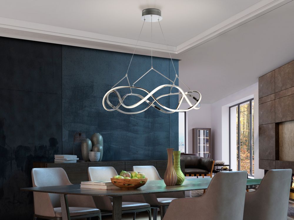 Lustra rotunda cu inaltime reglabila din Aluminiu Argintiu cu LED D80xH130cm Molly