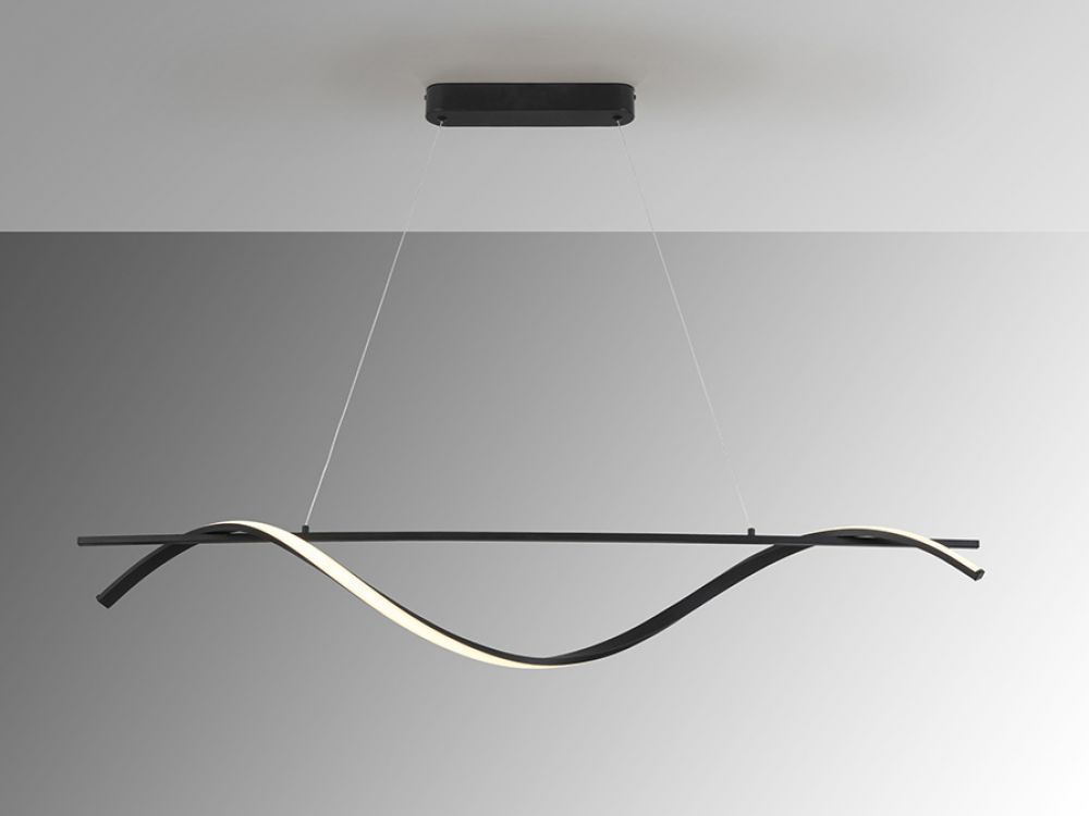 Lustra dreptunghiulara cu inaltime reglabila din Metal Negru cu LED L150x23xH150cm Boa