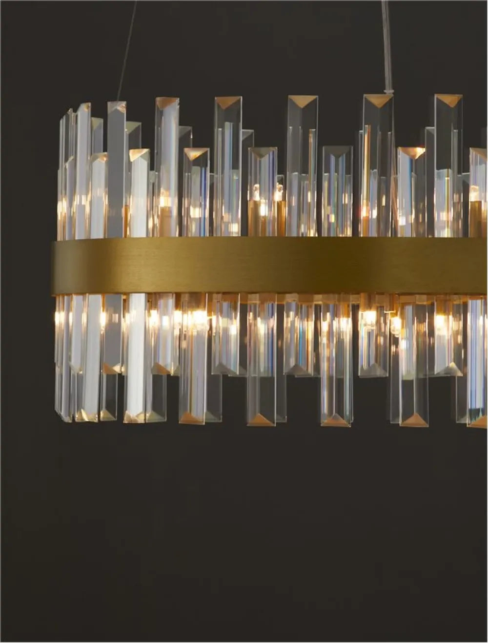 Candelabru structura din Metal Auriu si abajur din Cristal Transparent H120xL55cm IP20 CROWN