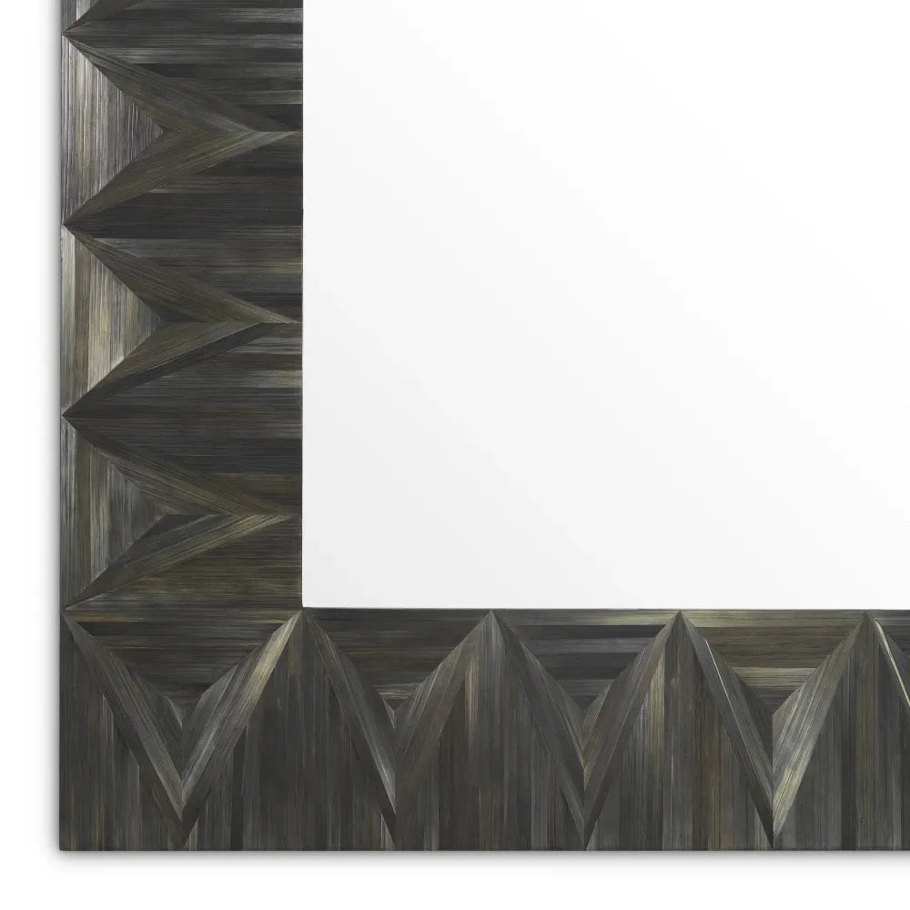 Oglinda cu rama din MDF/Paie Gri carbune L90xH140.5cm Belmont Eichholtz